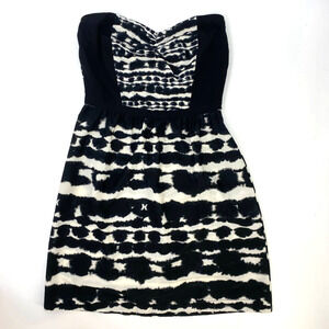 Hurley Mini Dress Womens Small Black White Strapless Built in Bra Party Prom